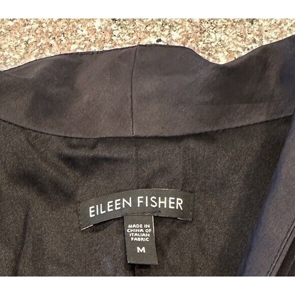 Eileen Fisher Ramie Silk Unique Dress Jacket Fitted Black‎ Dble Action Zip S EUC - Picture 11 of 11